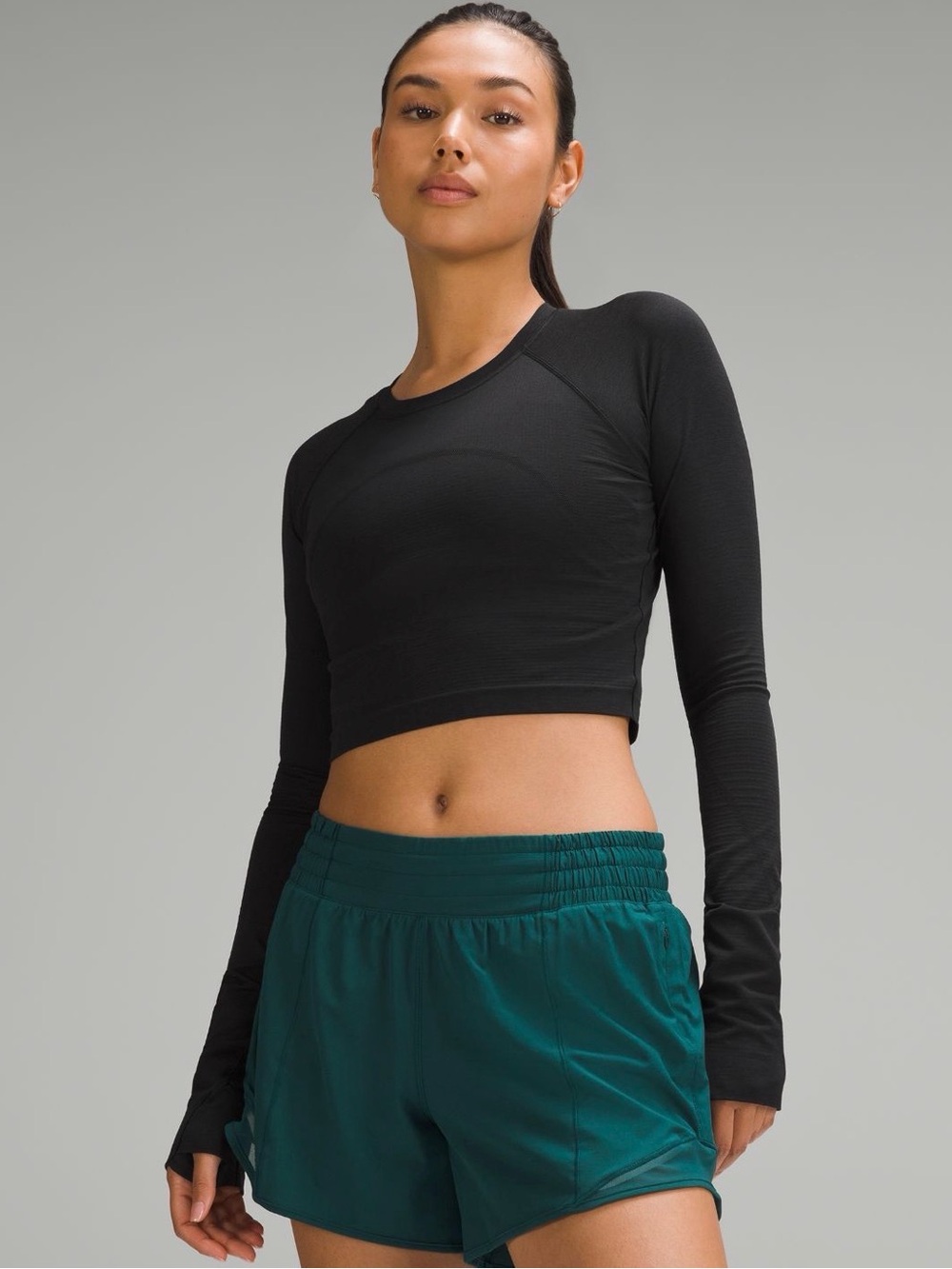 Lululemon swiftly tech cropped long sleeve shirt black